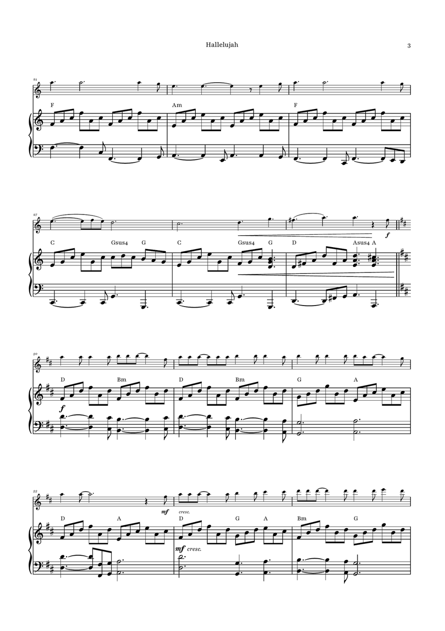 Hallelujah Flute Solo scores gallery preview page 3