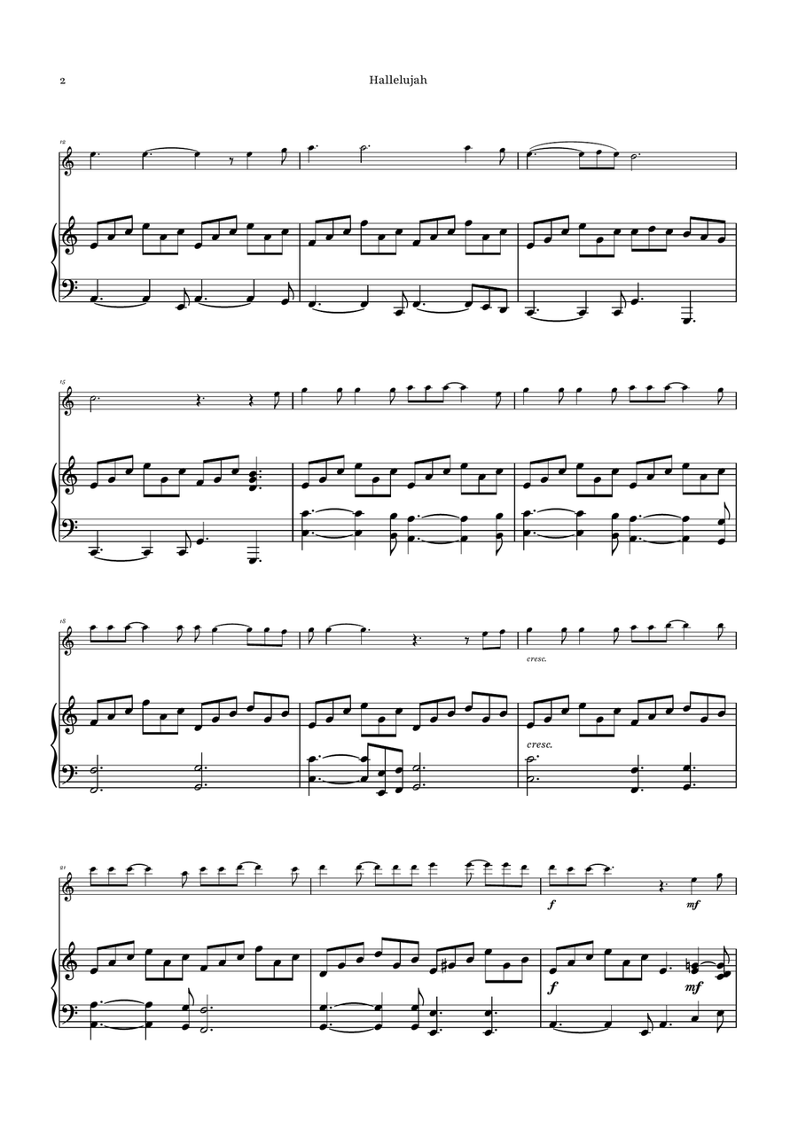 Hallelujah Flute Solo scores gallery preview page 2