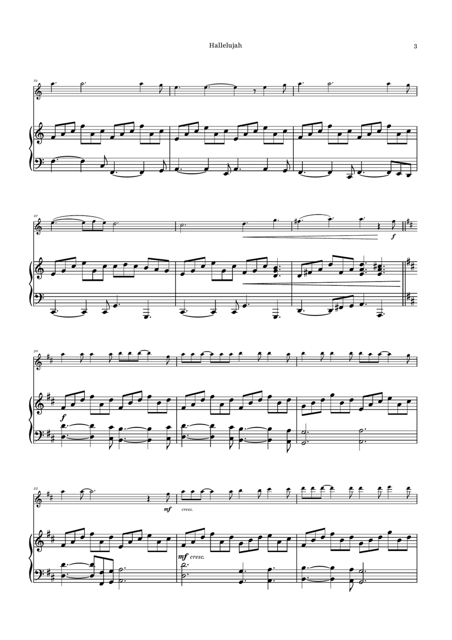 Hallelujah Flute Solo scores gallery preview page 3