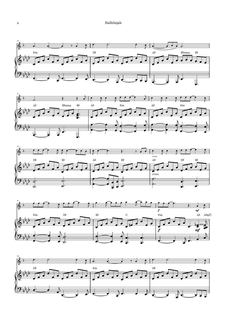 Hallelujah Alto Saxophone scores gallery preview page 2