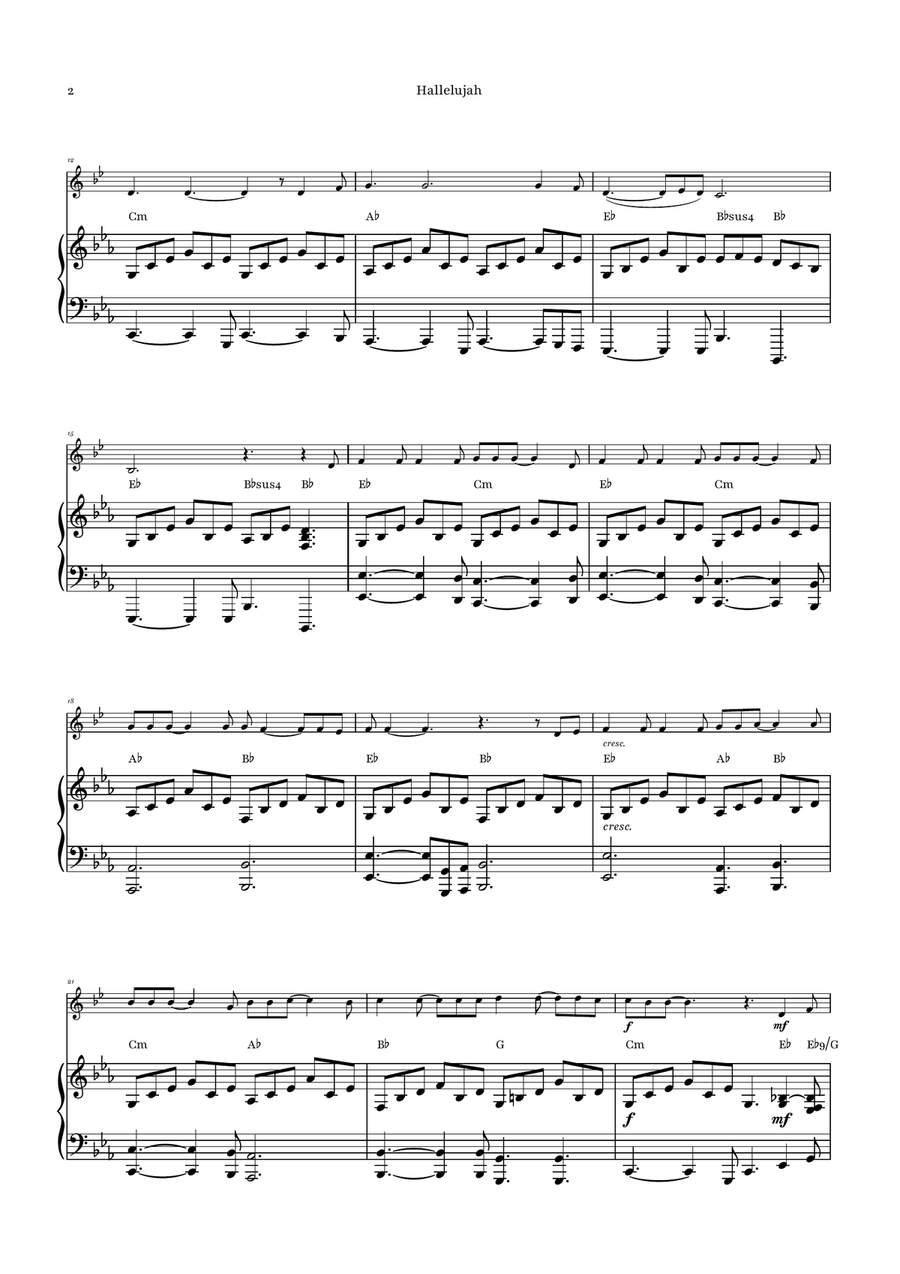 Hallelujah Piano scores gallery preview page 2