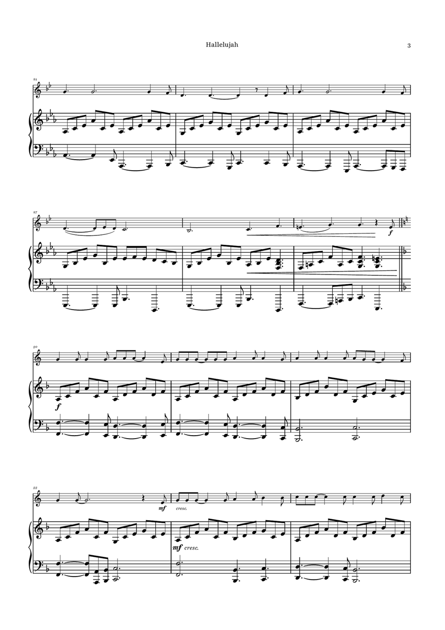 Hallelujah Piano scores gallery preview page 3