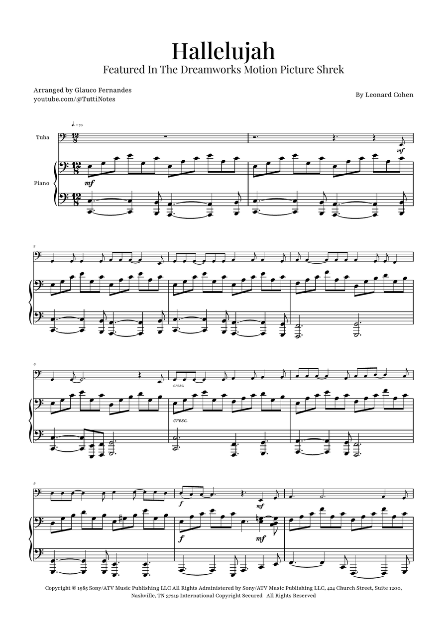 Hallelujah Piano scores gallery preview page 1