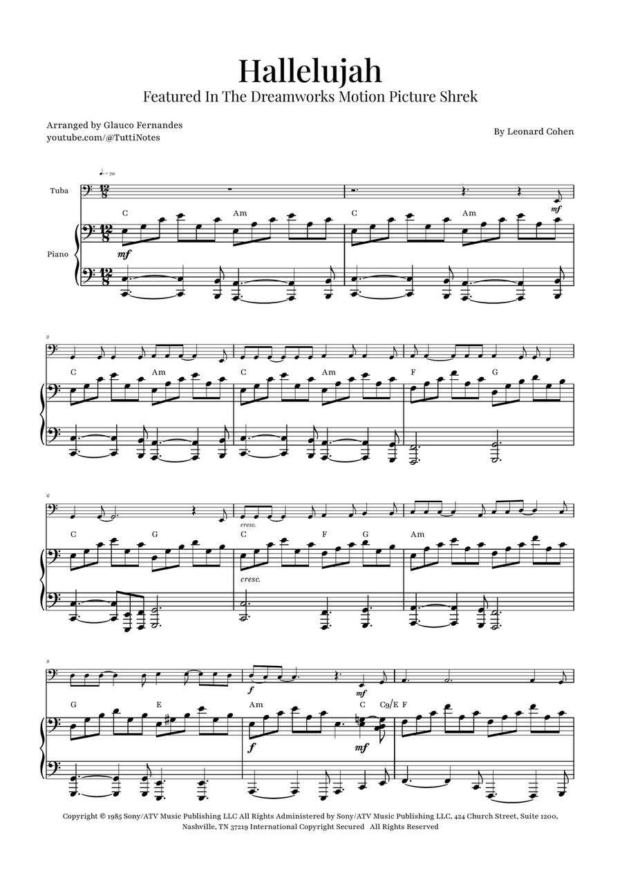 Hallelujah Piano scores gallery preview page 1