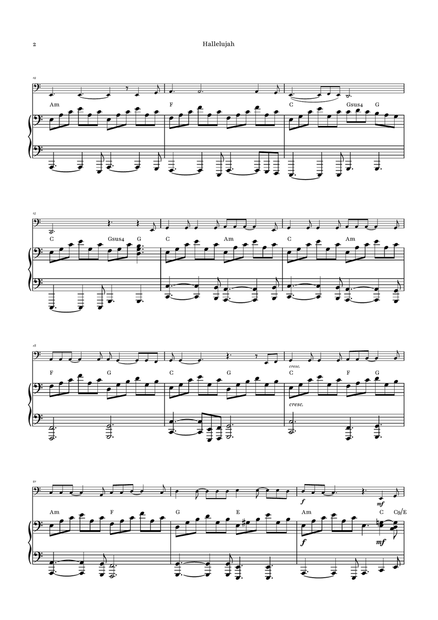 Hallelujah Piano scores gallery preview page 2