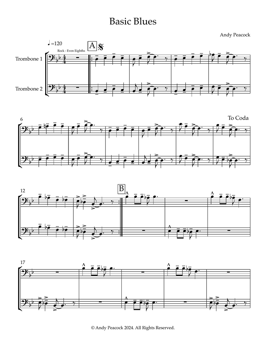 3 Easy Trombone Duets Trombone Duet scores gallery preview page 1