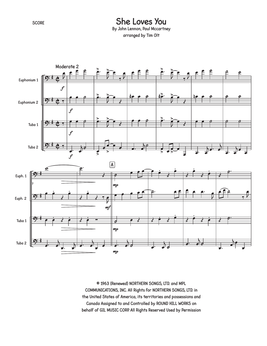 She Loves You She Loves You Brass Quartet scores gallery preview page 1