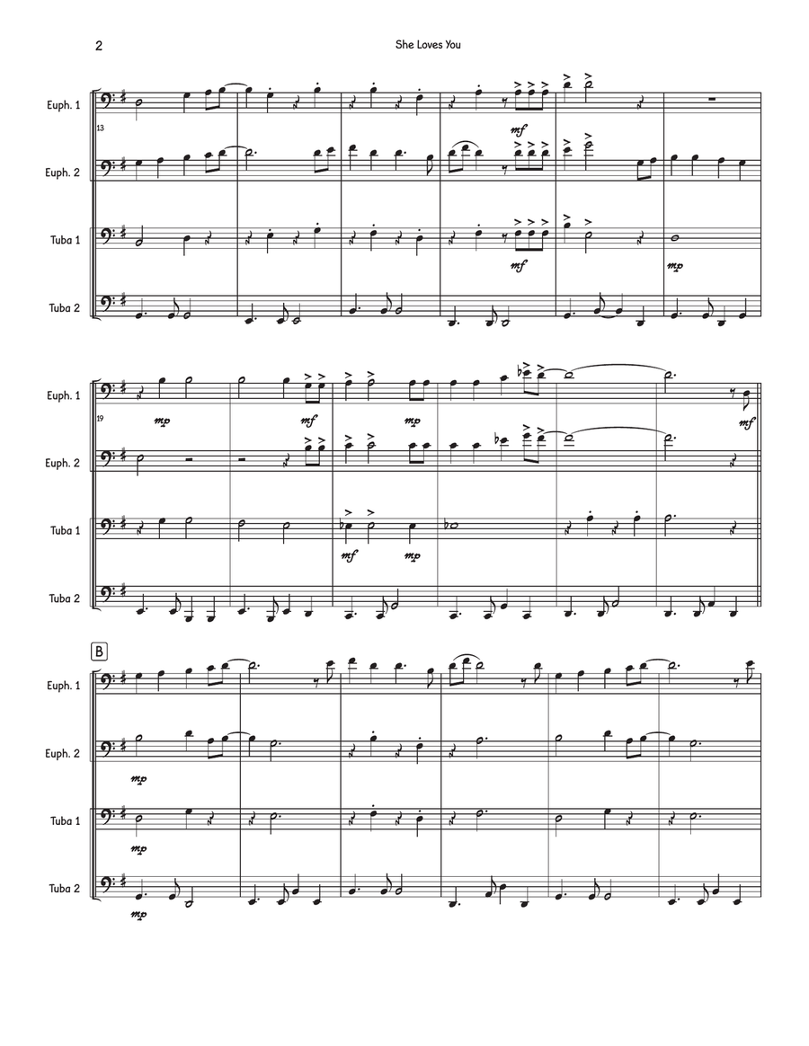 She Loves You She Loves You Brass Quartet scores gallery preview page 2