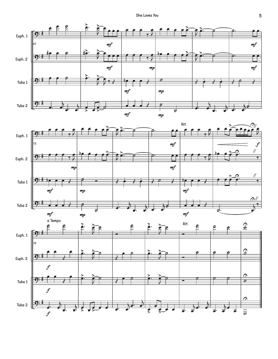 She Loves You She Loves You Brass Quartet scores gallery preview page 5