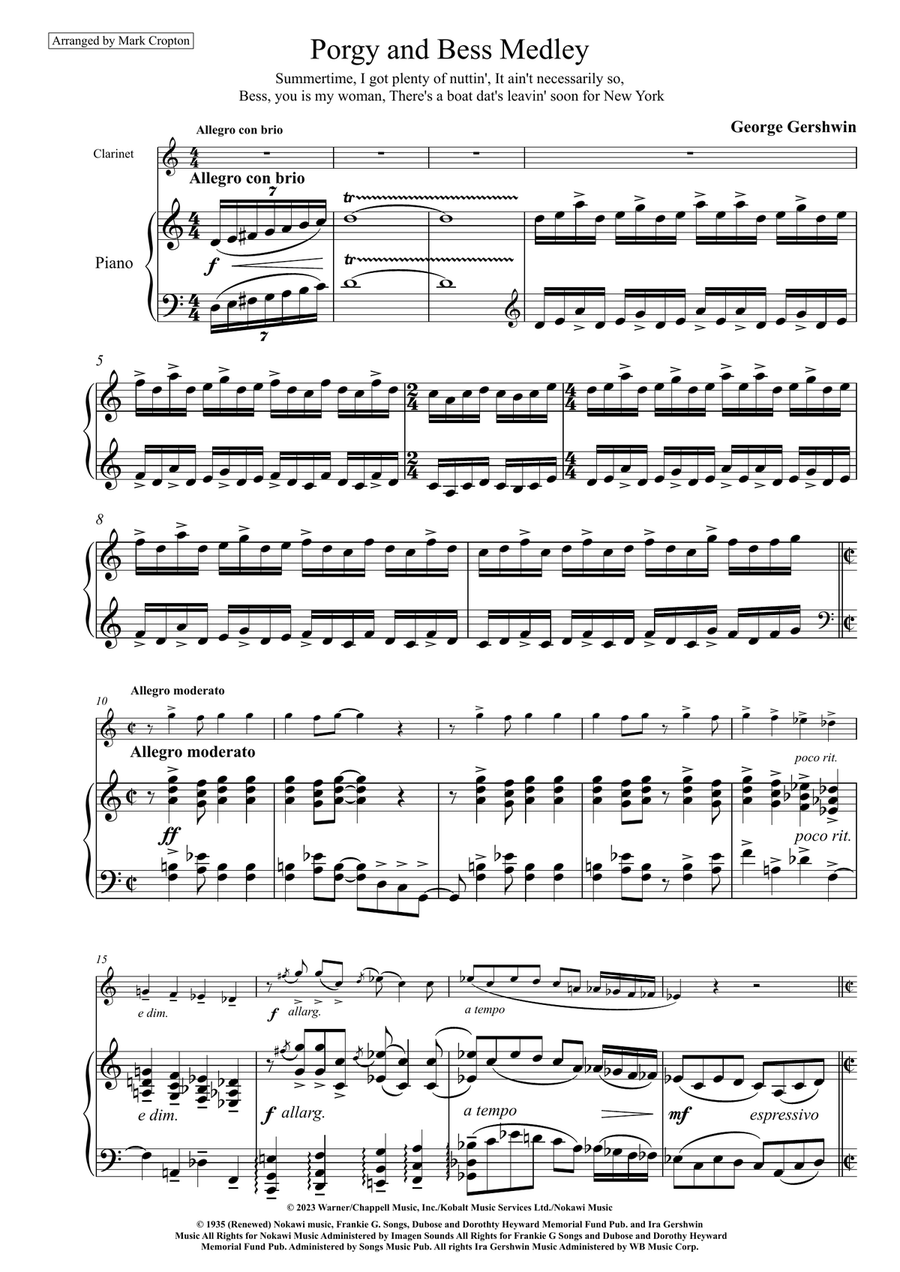Medley: Summertime with I Got Plenty O' Nuttin', It Ain't Necessarily So, Bess, You Is My Woman, ... Chamber Music scores gallery preview page 2