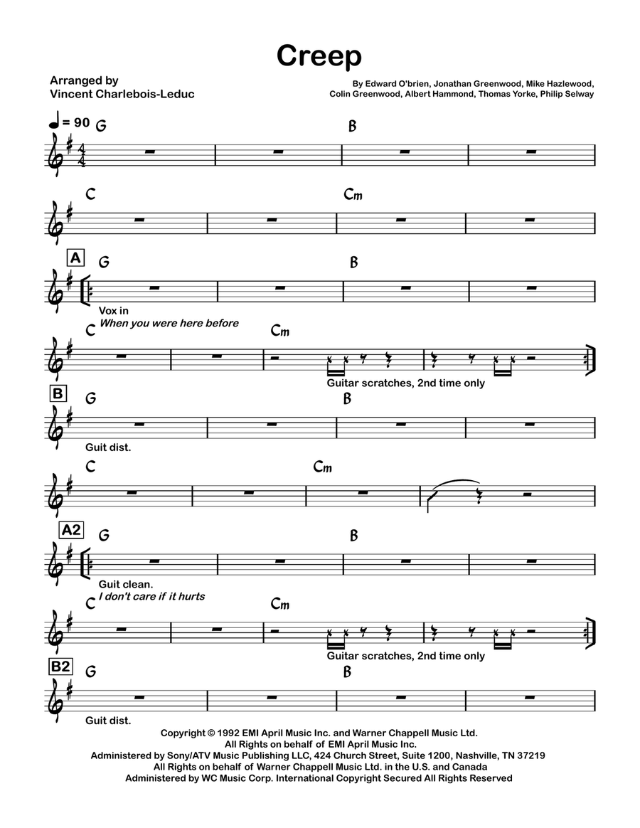 Creep Creep Piano scores gallery preview page 1