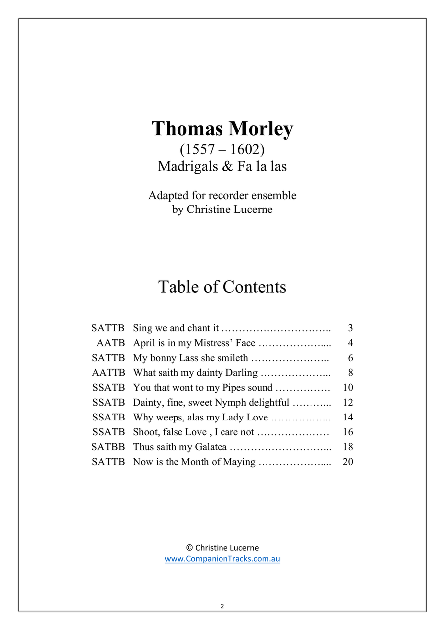 Madrigals and Fa la las - Score Only Chamber Music scores gallery preview page 2