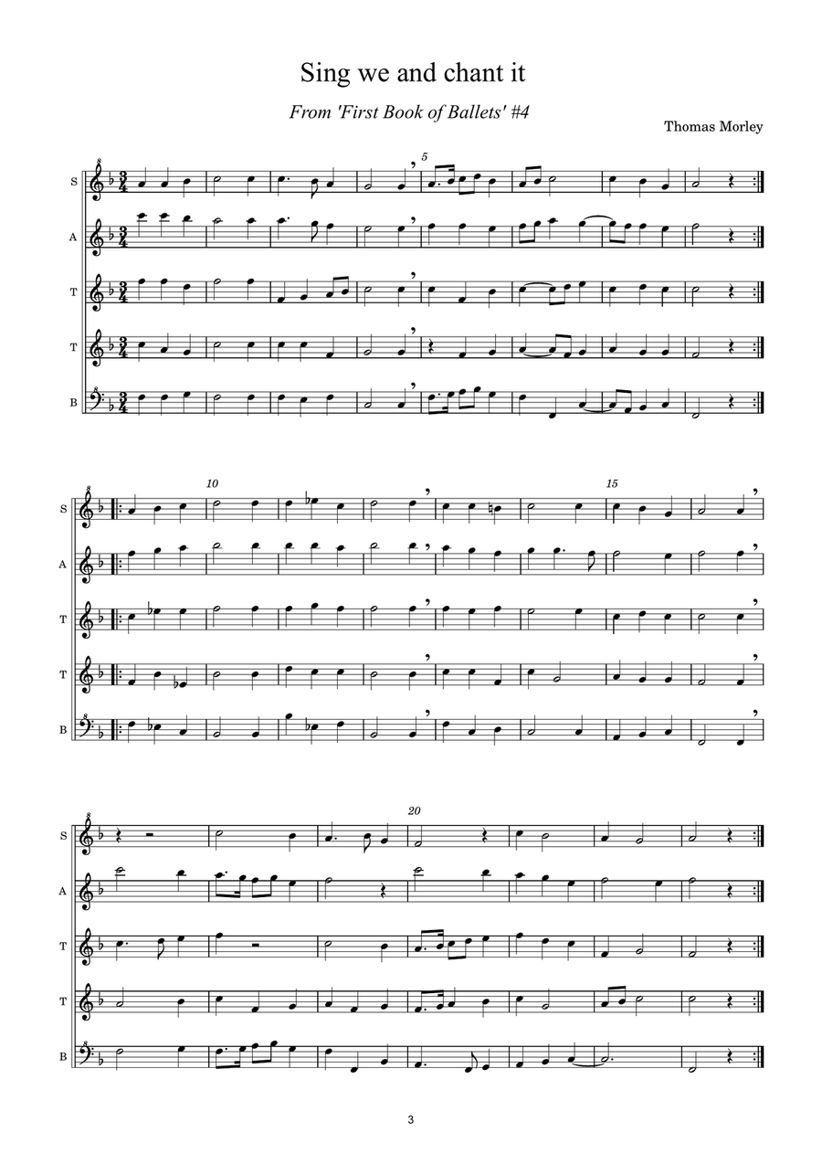 Madrigals and Fa la las - Score Only Chamber Music scores gallery preview page 3