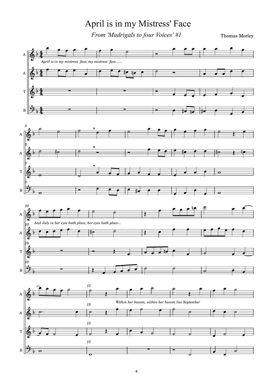 Madrigals and Fa la las - Score Only Chamber Music scores gallery preview page 4