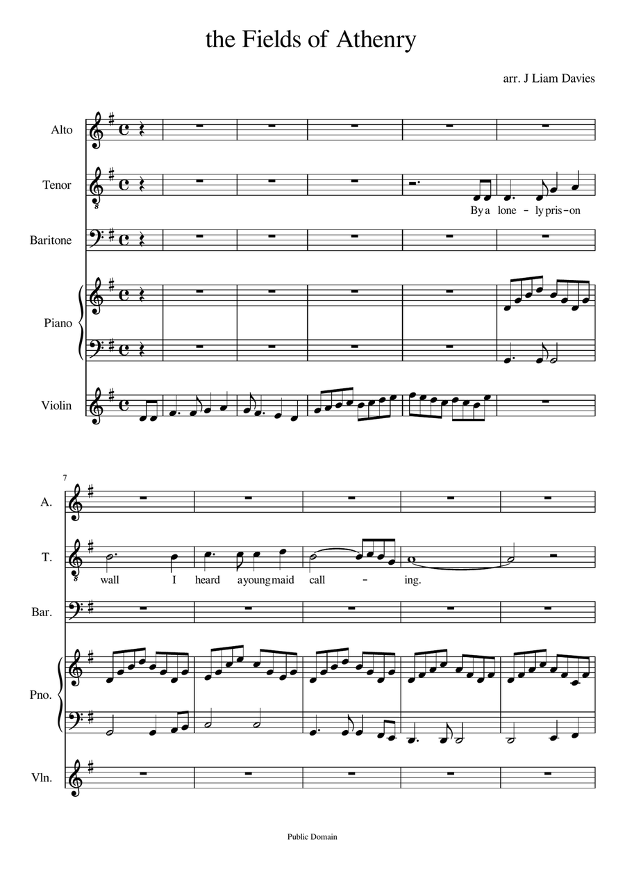 The Fields of Athenry The Fields of Athenry 3-Part scores gallery preview page 1