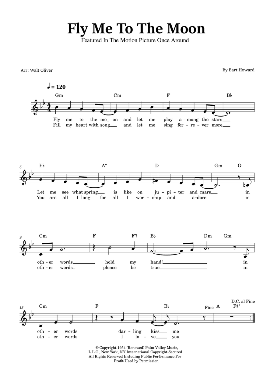 Fly Me To The Moon (In Other Words) Piano scores gallery preview page 1