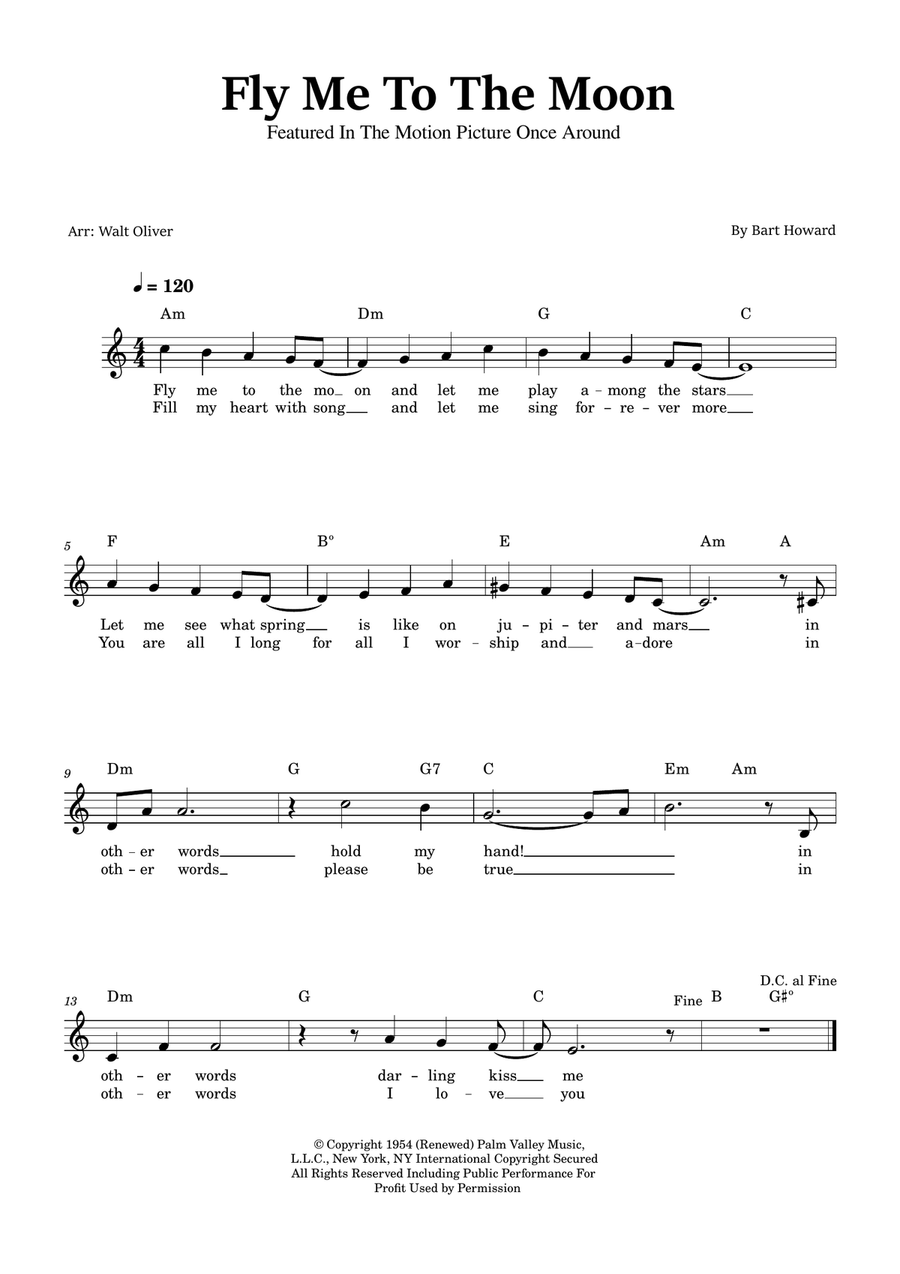 Fly Me To The Moon (In Other Words) Piano scores gallery preview page 1