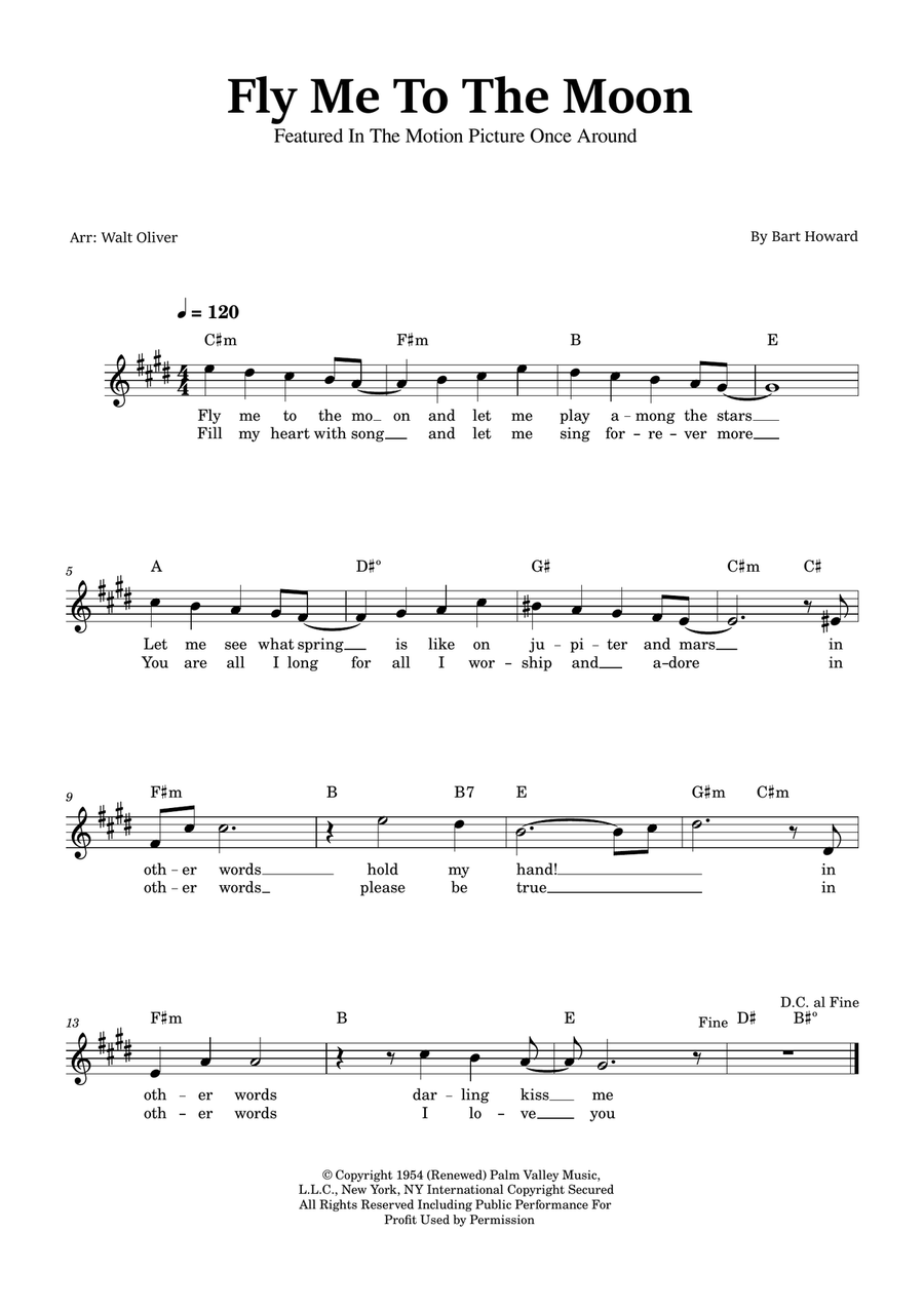 Fly Me To The Moon (In Other Words) Piano scores gallery preview page 1