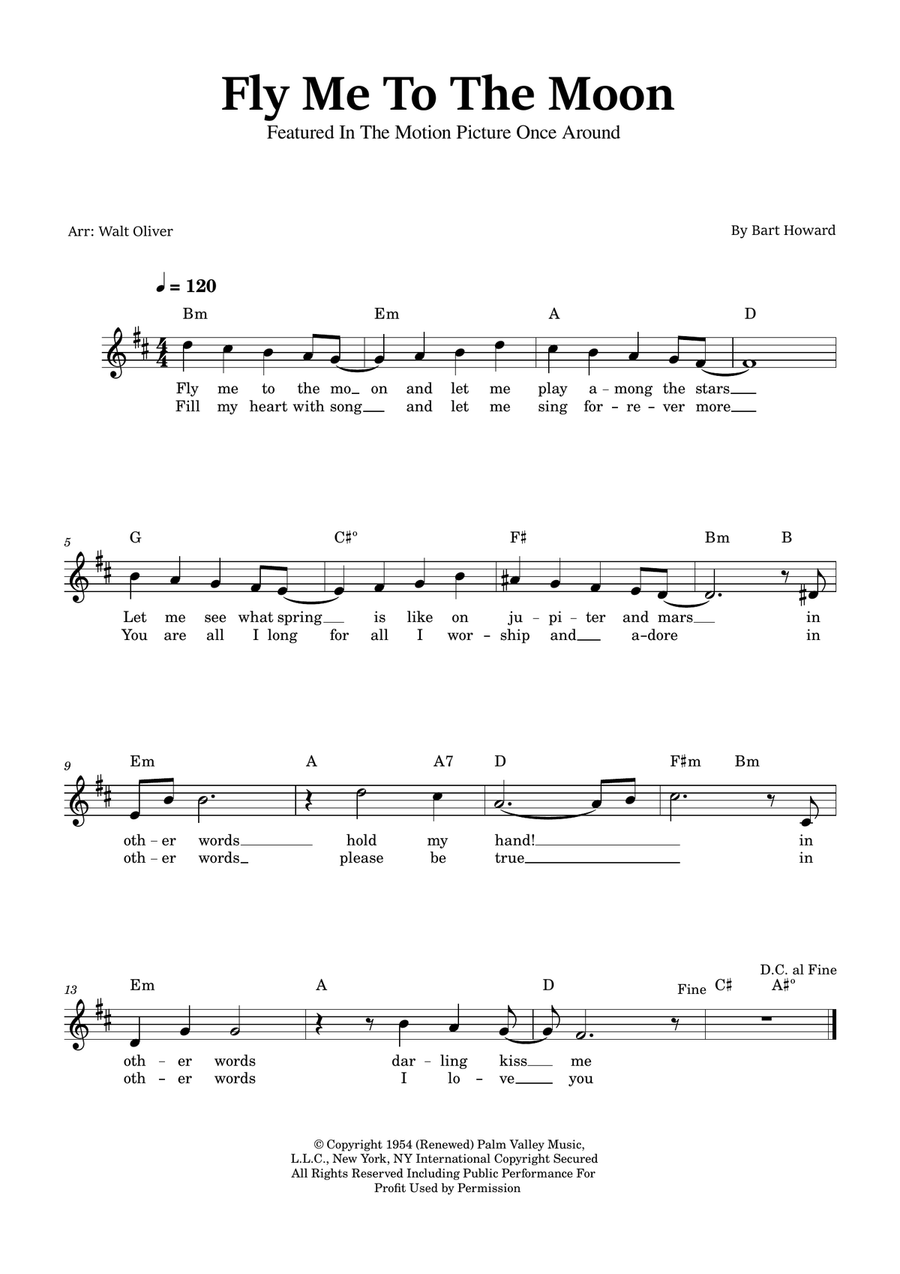 Fly Me To The Moon (In Other Words) Piano scores gallery preview page 1