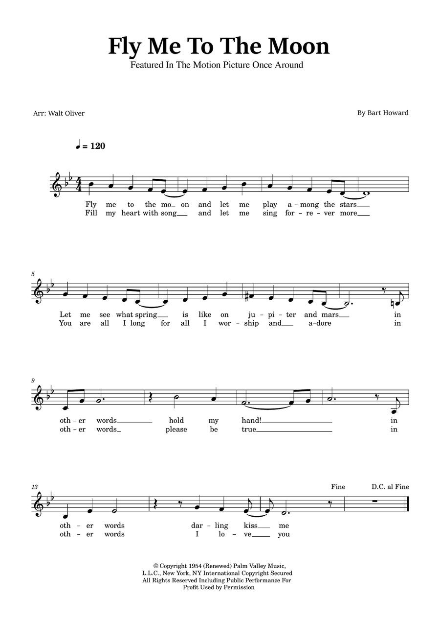 Fly Me To The Moon (In Other Words) Piano scores gallery preview page 1