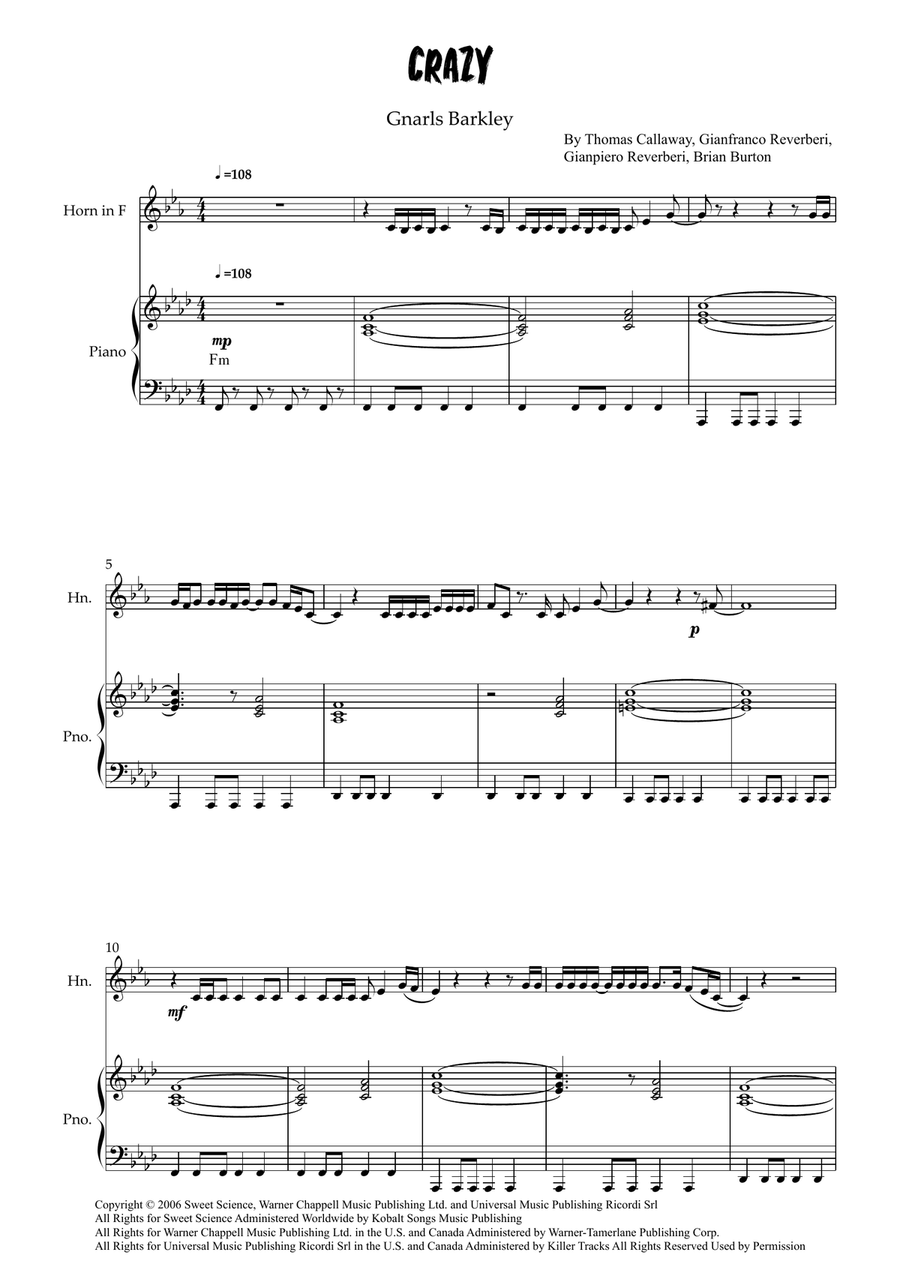 Crazy Crazy Piano scores gallery preview page 1