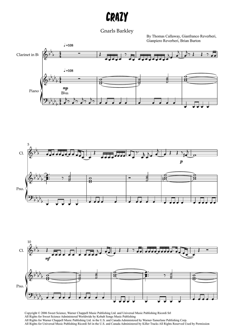 Crazy Crazy Clarinet Solo scores gallery preview page 1