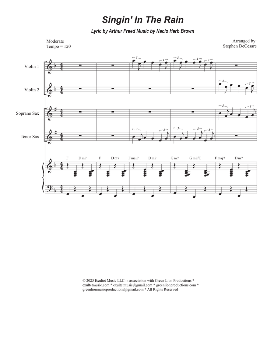 Singin' In The Rain (Duet for Soprano and Tenor Saxophone) Woodwind Duet scores gallery preview page 1