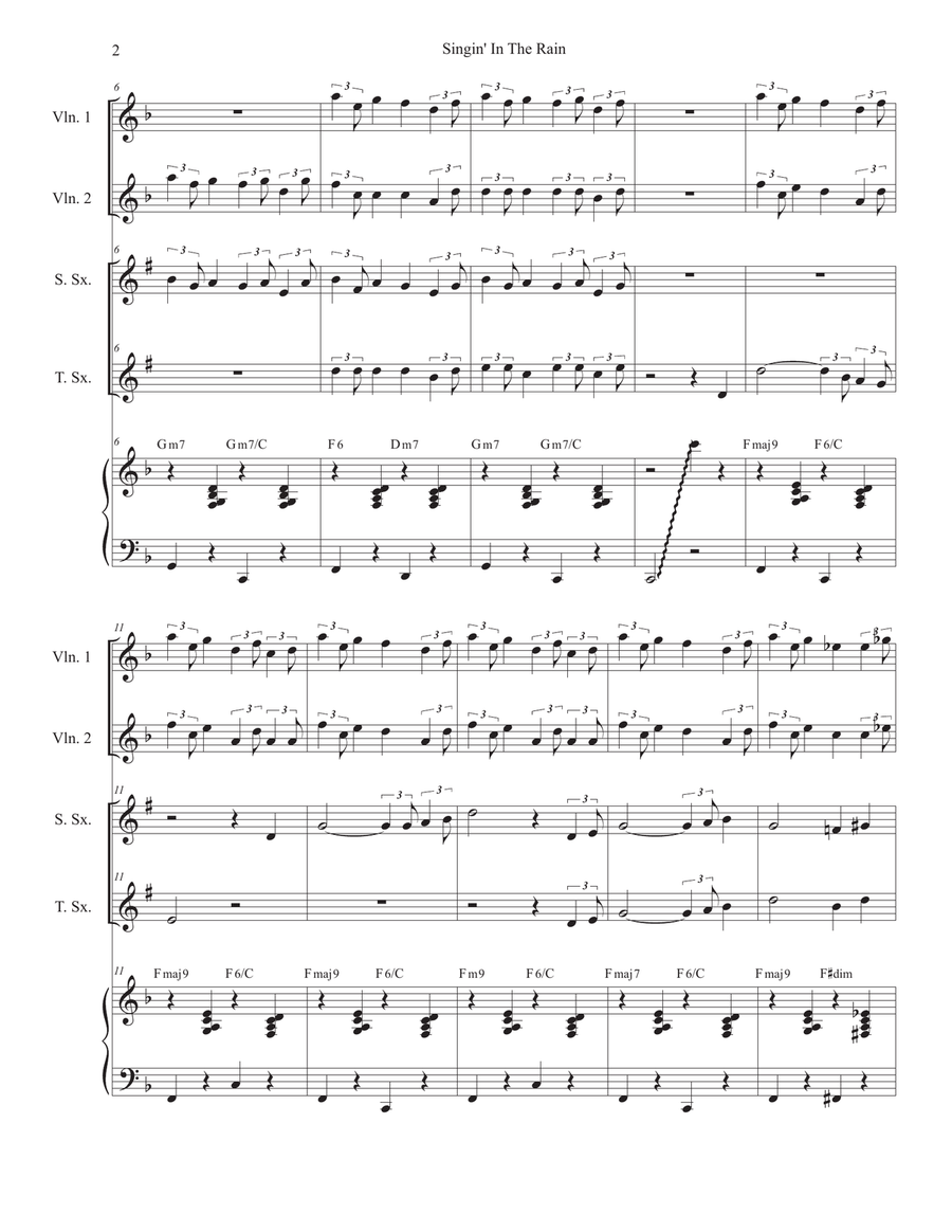 Singin' In The Rain (Duet for Soprano and Tenor Saxophone) Woodwind Duet scores gallery preview page 2