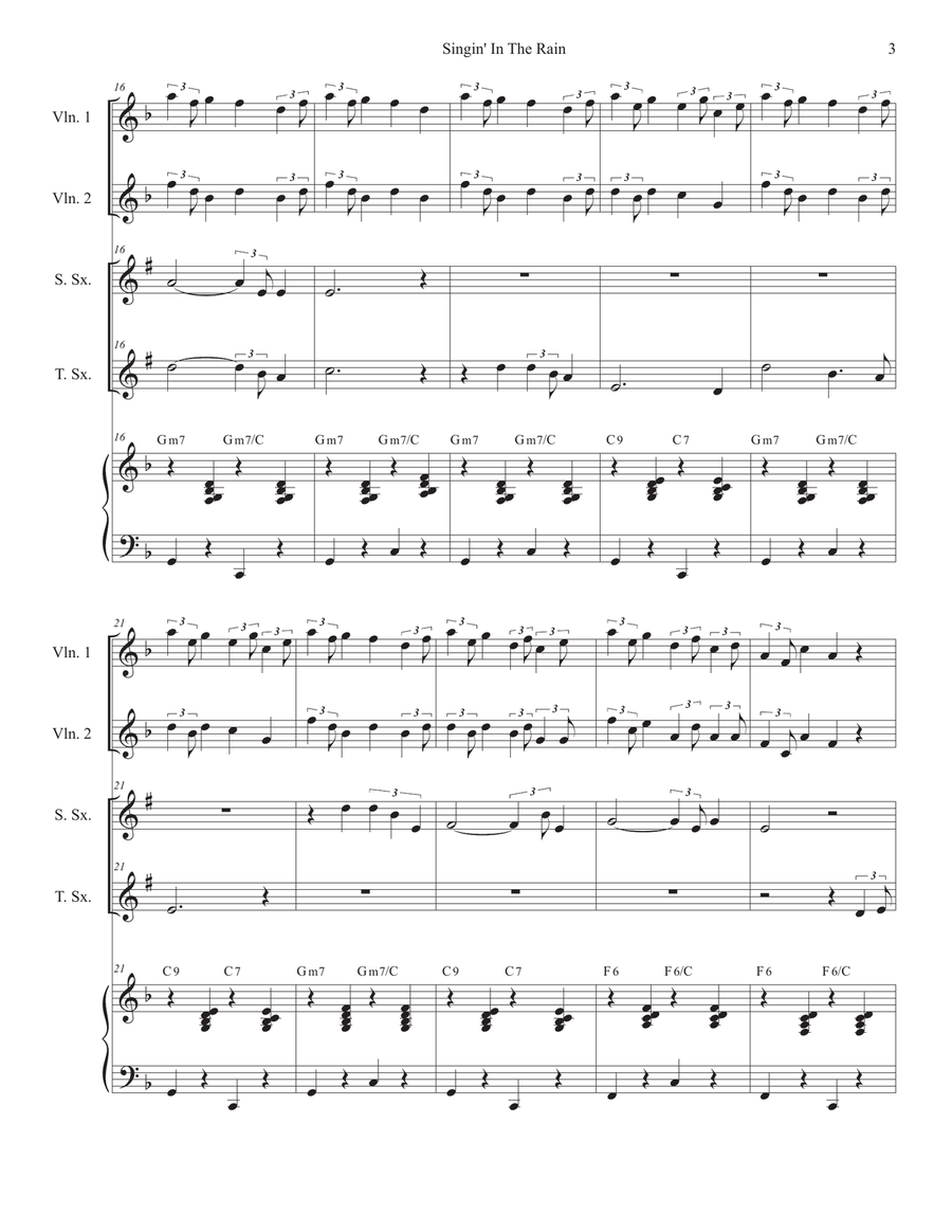 Singin' In The Rain (Duet for Soprano and Tenor Saxophone) Woodwind Duet scores gallery preview page 3