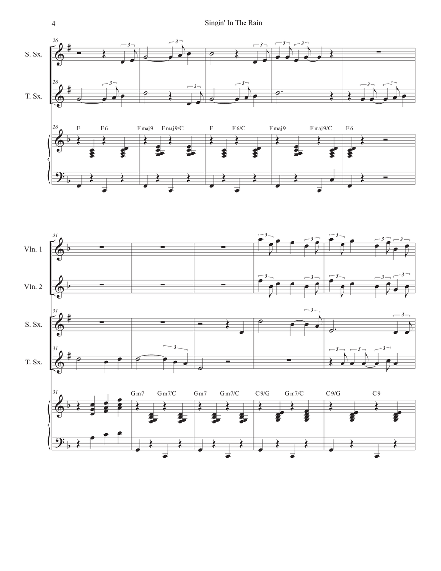 Singin' In The Rain (Duet for Soprano and Tenor Saxophone) Woodwind Duet scores gallery preview page 4