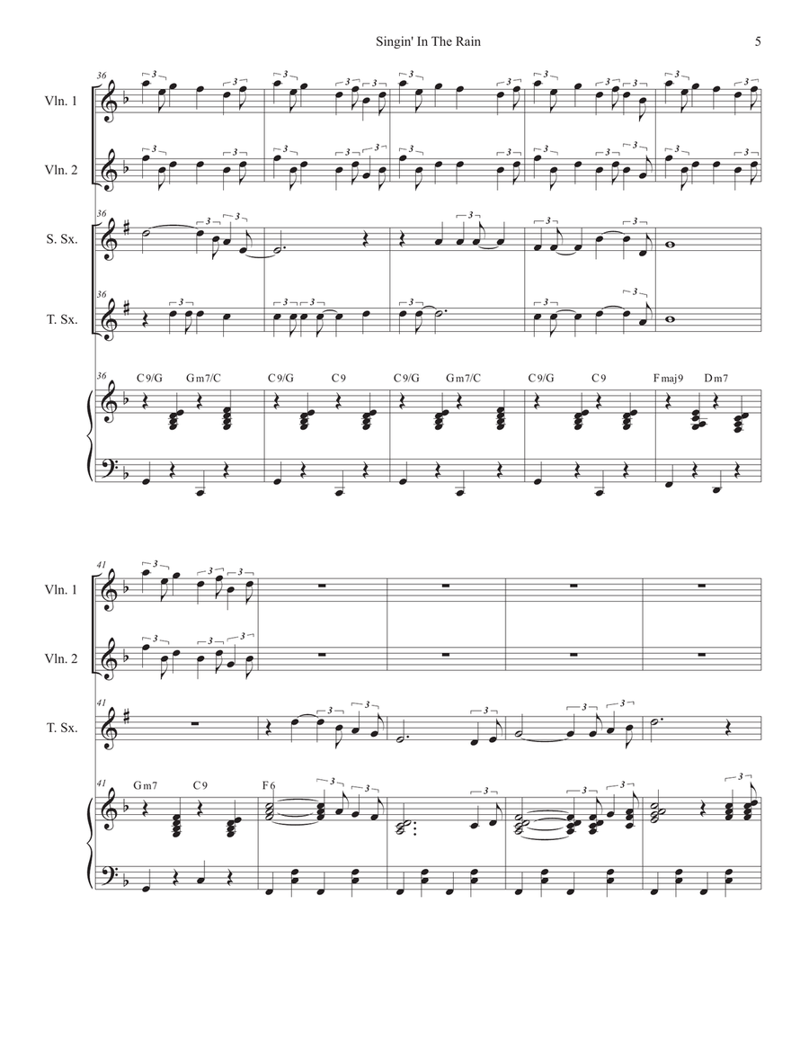 Singin' In The Rain (Duet for Soprano and Tenor Saxophone) Woodwind Duet scores gallery preview page 5