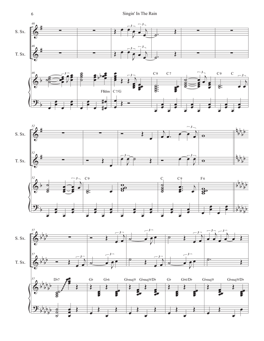 Singin' In The Rain (Duet for Soprano and Tenor Saxophone) Woodwind Duet scores gallery preview page 6