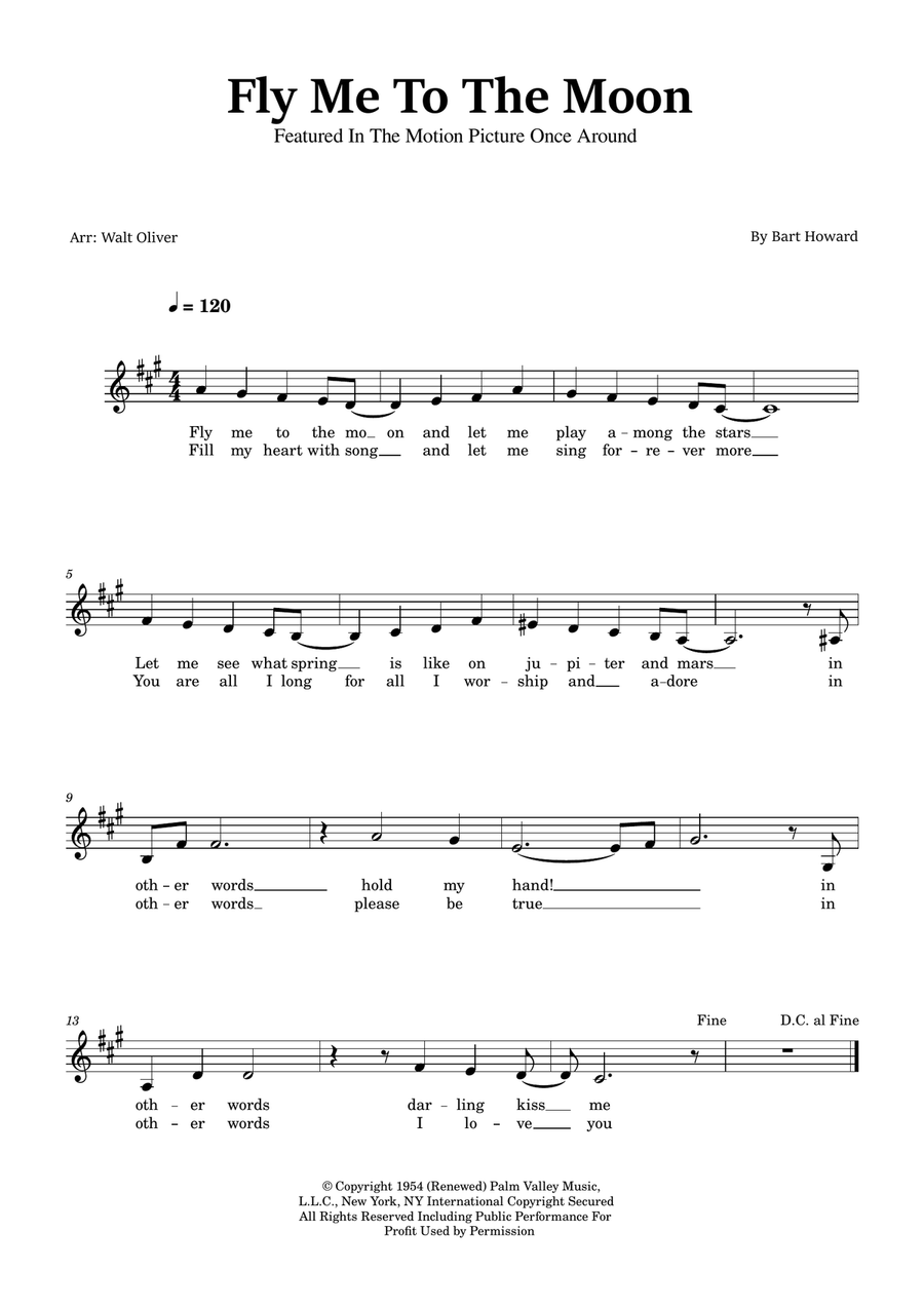 Fly Me To The Moon (In Other Words) Piano scores gallery preview page 1