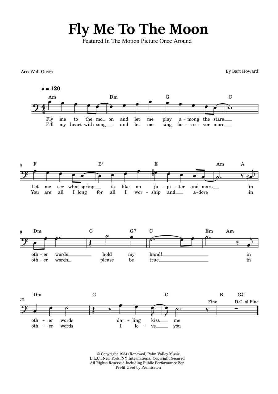 Fly Me To The Moon (In Other Words) Piano scores gallery preview page 1