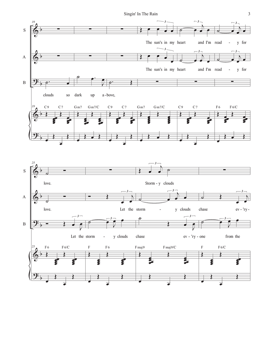 Singin' In The Rain (SAB) 3-Part scores gallery preview page 3