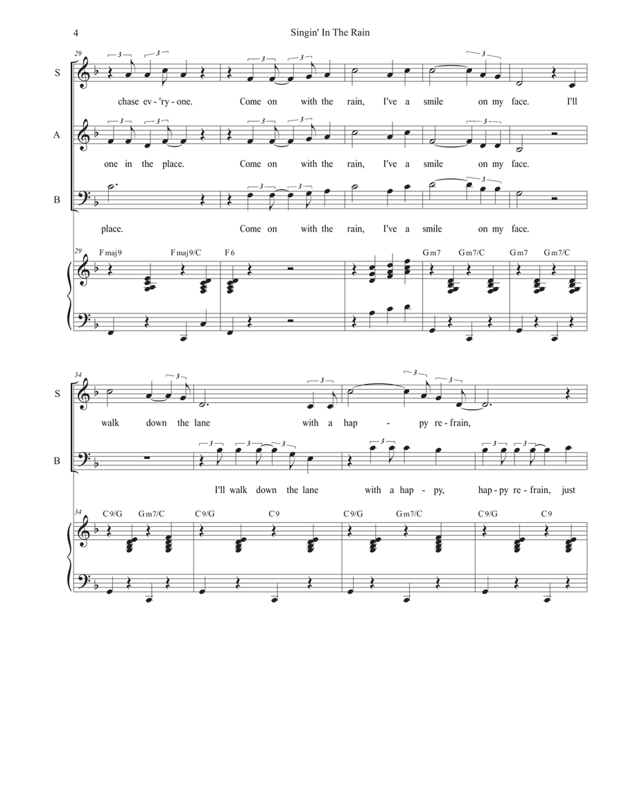 Singin' In The Rain (SAB) 3-Part scores gallery preview page 4
