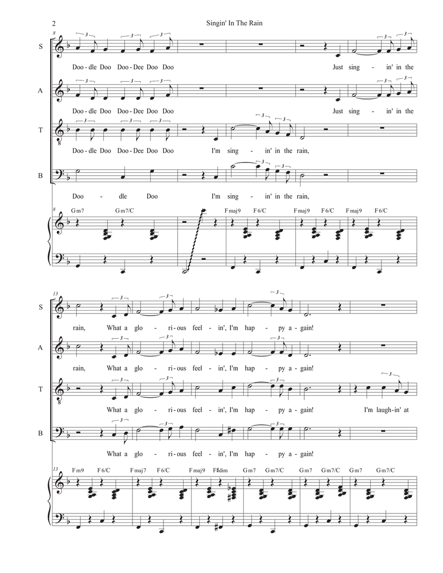 Singin' In The Rain (Vocal Quartet - (SATB) 4-Part scores gallery preview page 2