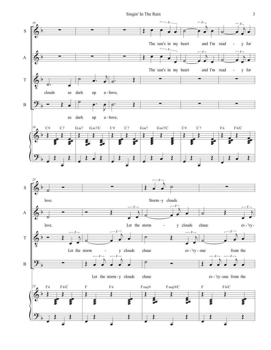 Singin' In The Rain (Vocal Quartet - (SATB) 4-Part scores gallery preview page 3