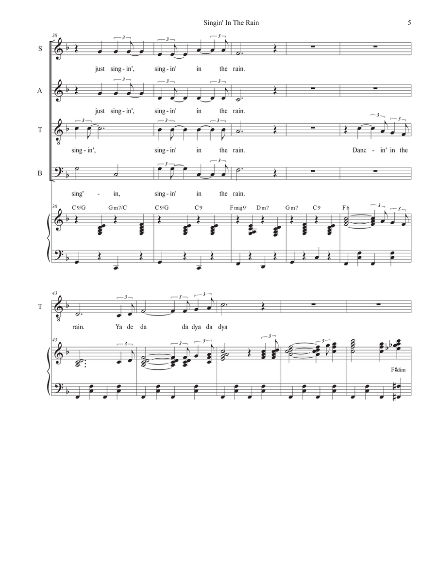Singin' In The Rain (Vocal Quartet - (SATB) 4-Part scores gallery preview page 5