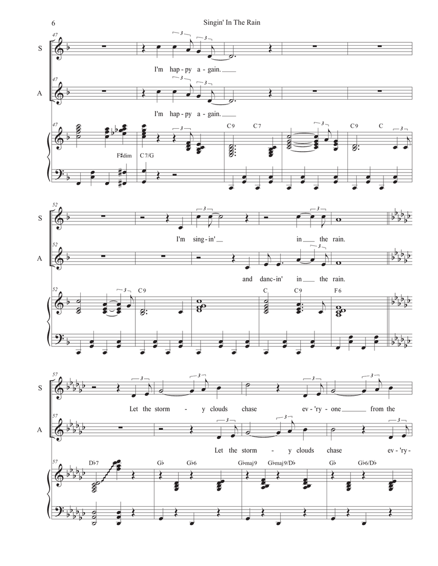 Singin' In The Rain (2-part choir - (SA) SA scores gallery preview page 6