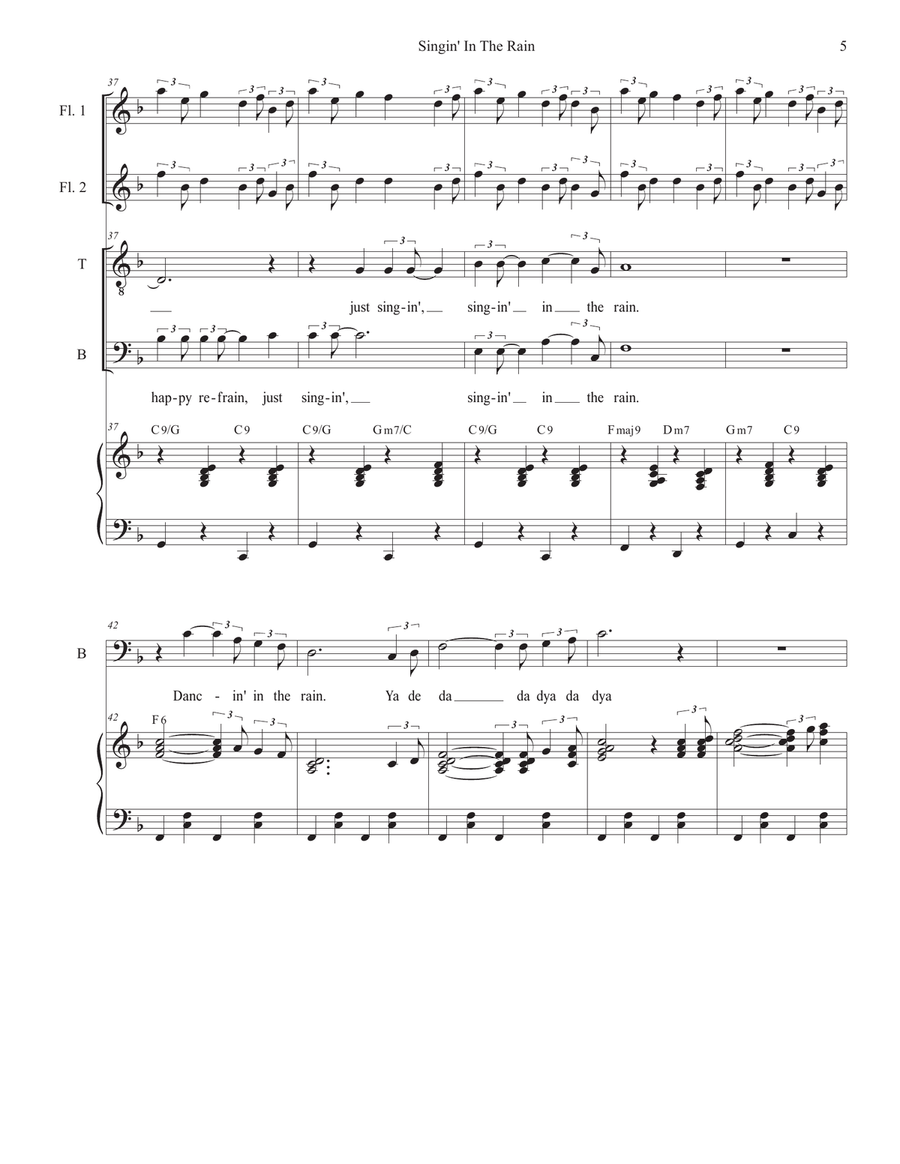 Singin' In The Rain (Duet for Tenor and Bass solo) Tenor Voice scores gallery preview page 5