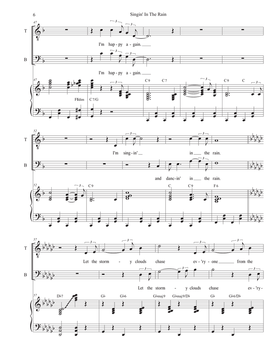 Singin' In The Rain (2-part choir - (TB) TB scores gallery preview page 6