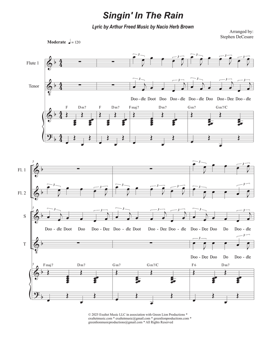 Singin' In The Rain (Duet for Soprano and Tenor solo) Tenor Voice scores gallery preview page 1