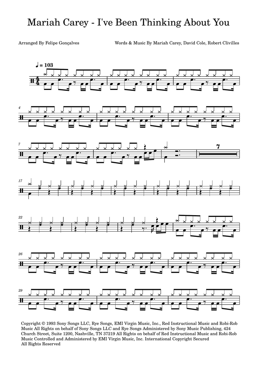 I've Been Thinking About You Drum Set scores gallery preview page 1