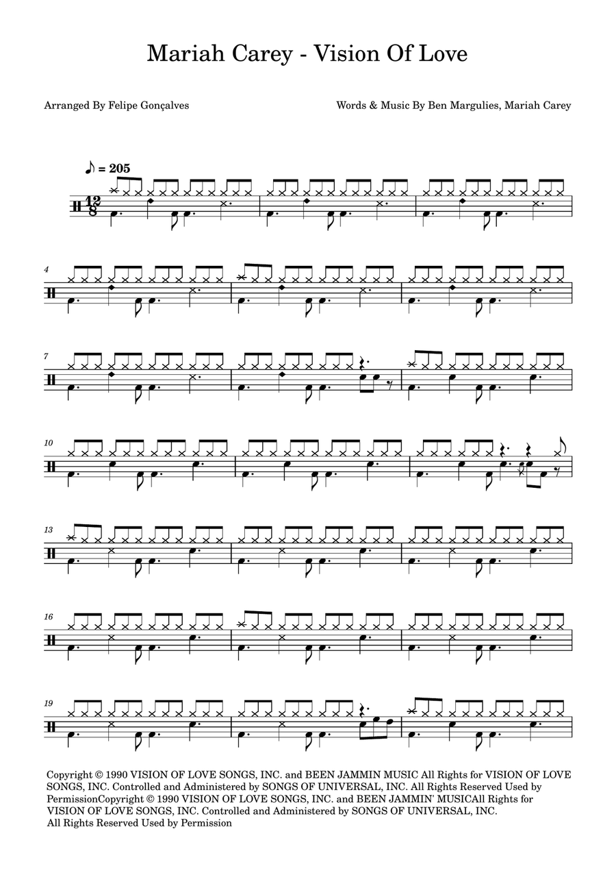 Vision Of Love Vision Of Love Drum Set scores gallery preview page 1