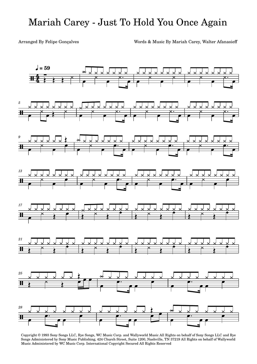 Just To Hold You Once Again Drum Set scores gallery preview page 1