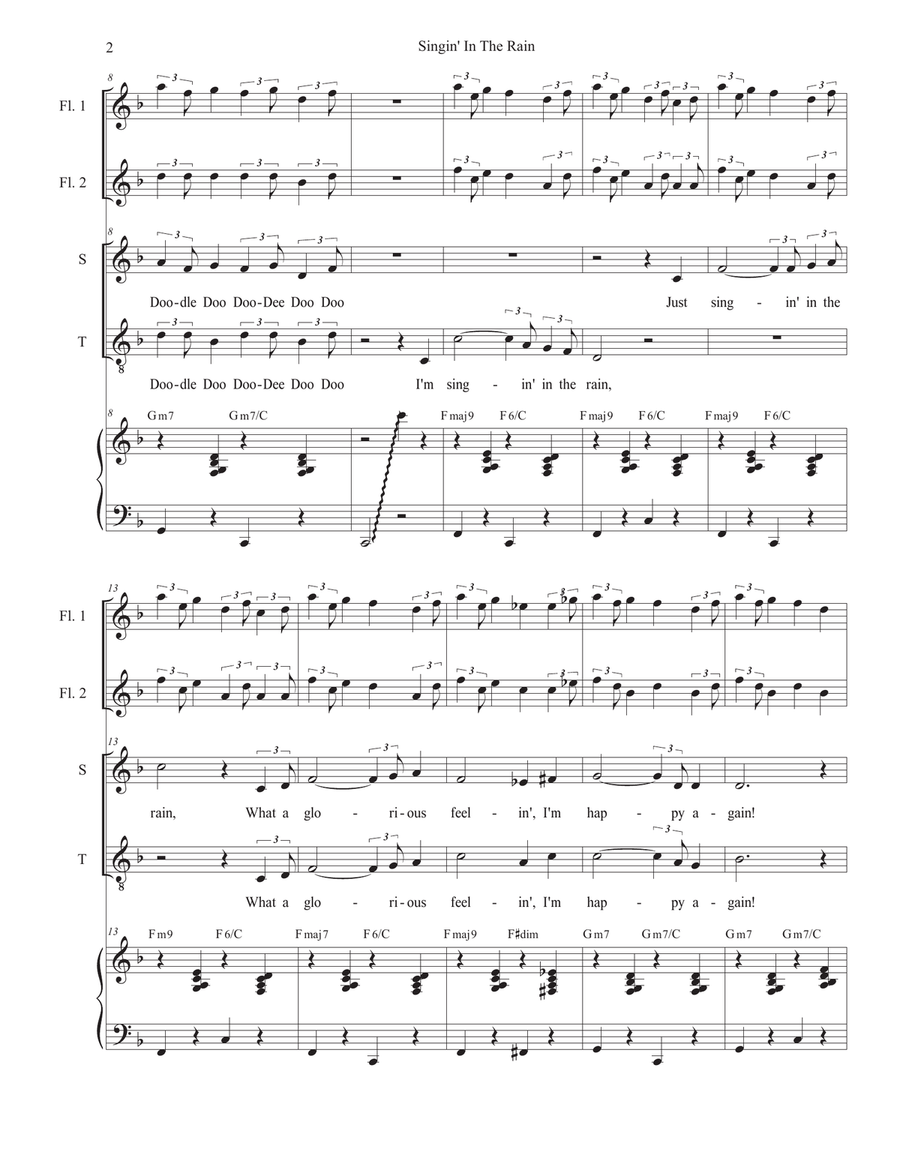 Singin' In The Rain (2-part choir - (Soprano and Tenor) 2-Part scores gallery preview page 2