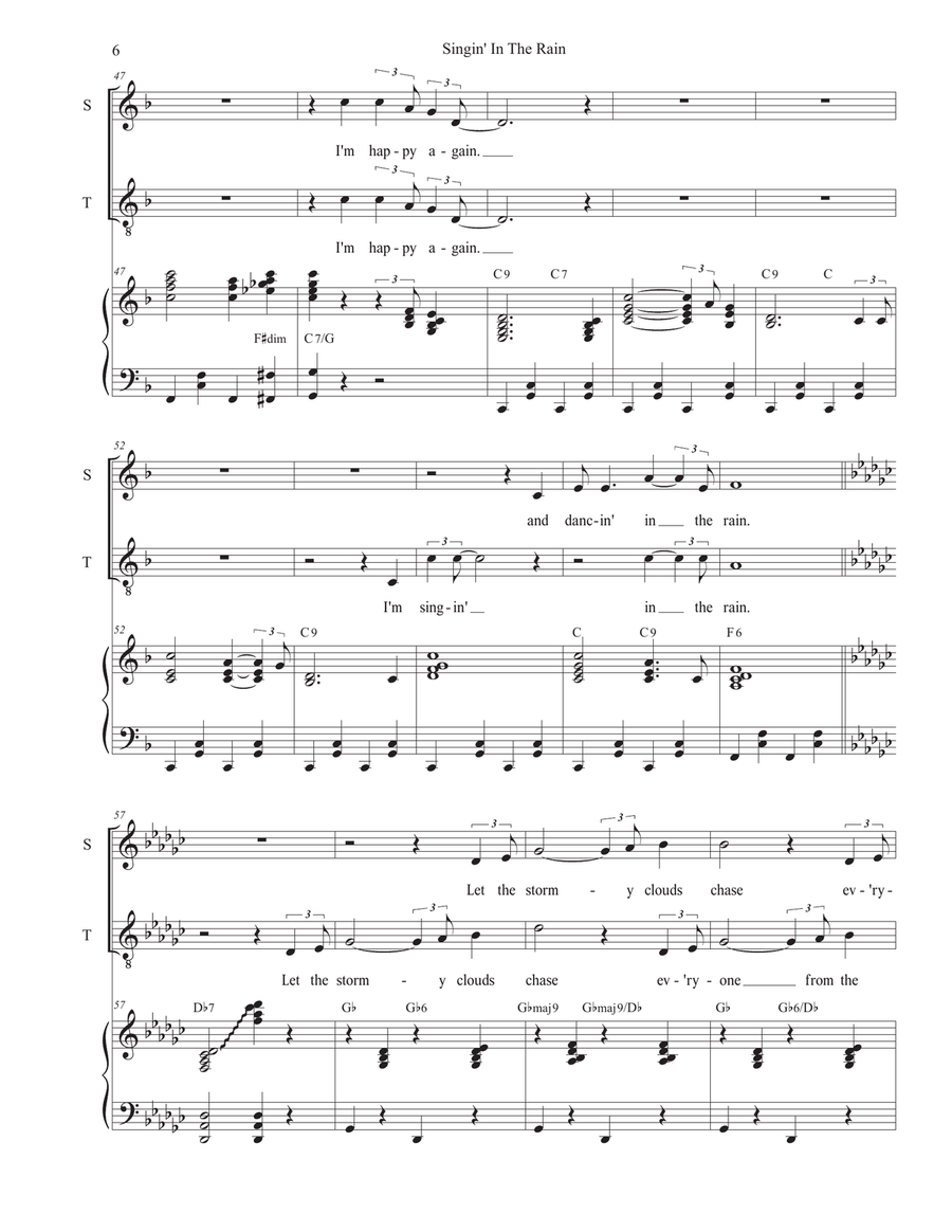 Singin' In The Rain (2-part choir - (Soprano and Tenor) 2-Part scores gallery preview page 6