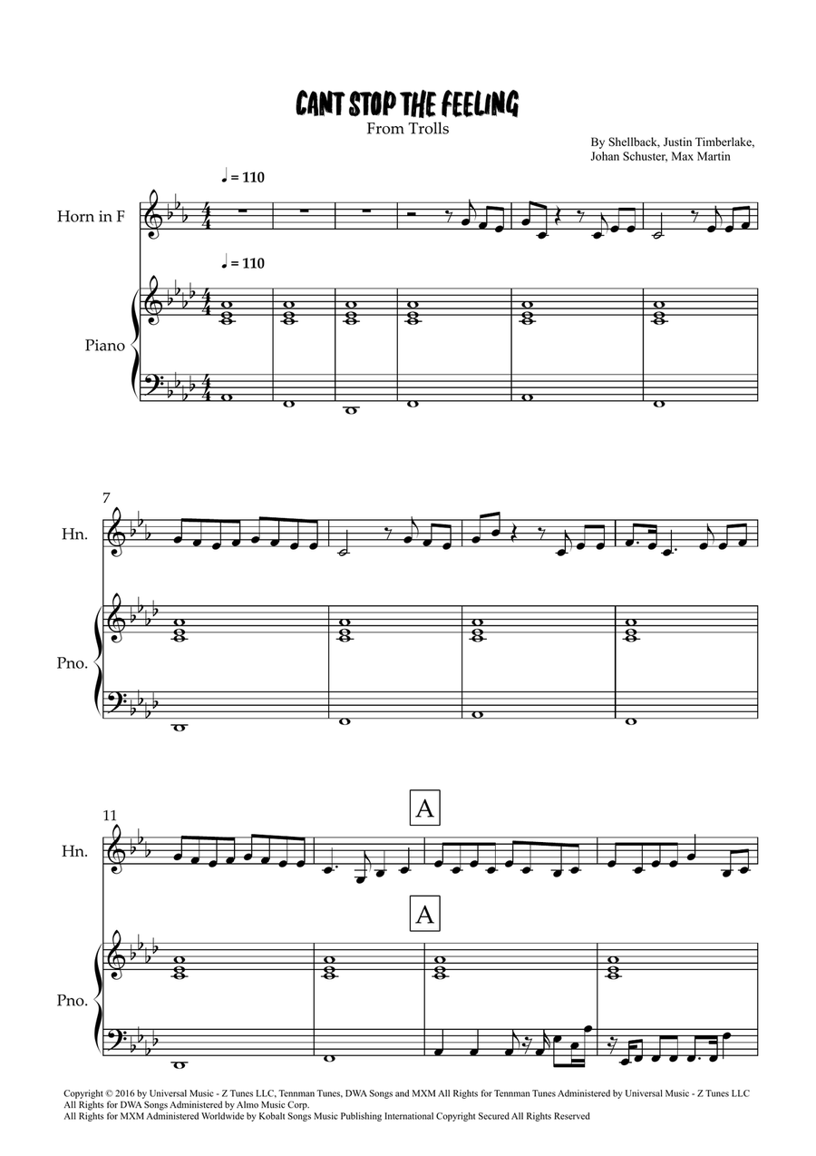 Can't Stop The Feeling! Can't Stop The Feeling! Piano scores gallery preview page 1