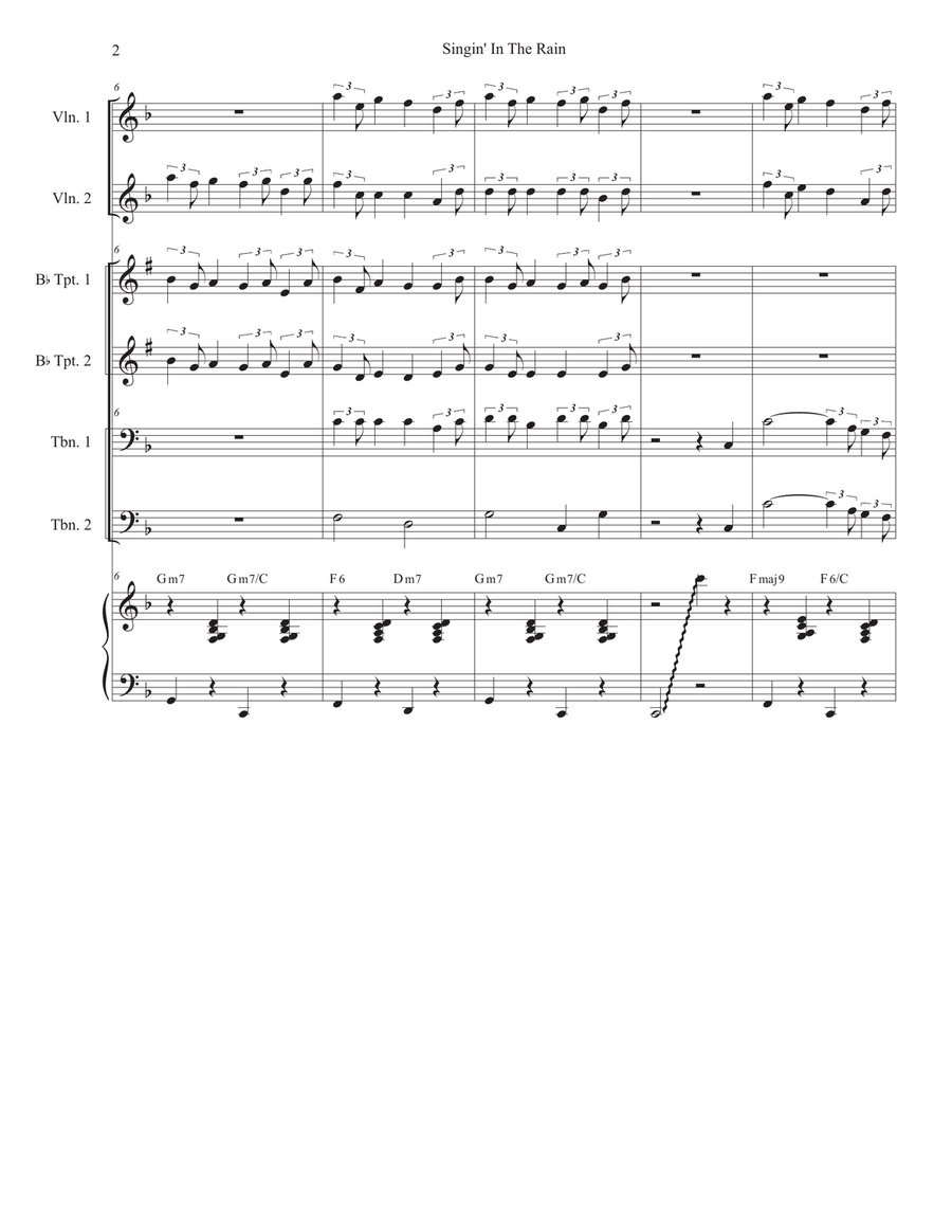 Singin' In The Rain (Brass Quartet and Piano - Alternate Version) Brass Quartet scores gallery preview page 2